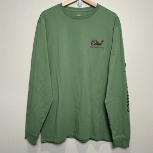 Vineyard Vines Men's Long Sleeve Large Printed Logo Front/Back Shirt Green NWT